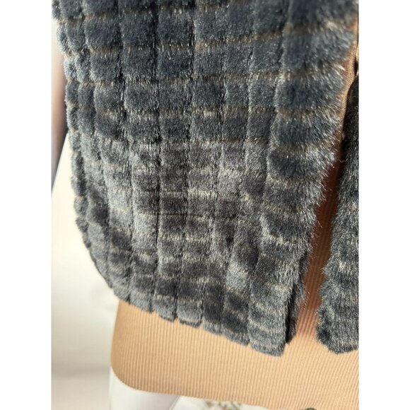 Ellen Kreager Designer Faux Fur Vest Black Sleeveless Jacket L - Picture 2 of 16